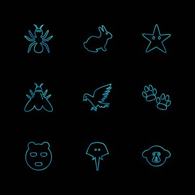 farklı minimalist düz vektör app simgeler siyah arka plan üzerine