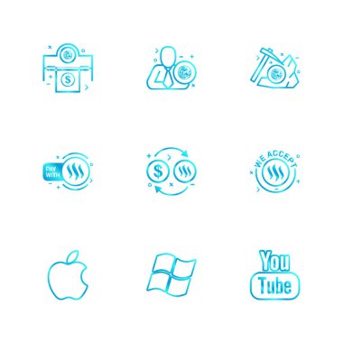 beyaz zemin üzerine minimalist düz vektör app simge kümesi