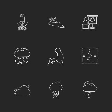 minimalist düz vektör app simgeler siyah arka plan üzerine 