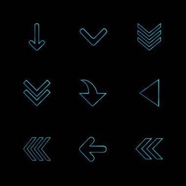 farklı minimalist düz vektör app simgeler siyah arka plan üzerine