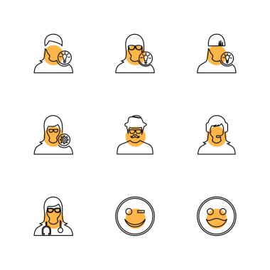 Beyaz arka plan üzerinde renkli daireler ile minimalist düz vektör app simgeleri