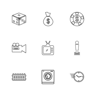 Beyaz arka plan üzerinde farklı minimalist düz vektör app simgeleri