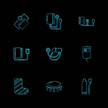 farklı minimalist düz vektör app simgeler siyah arka plan üzerine