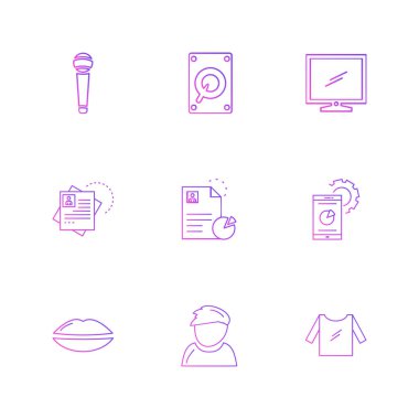 beyaz zemin üzerine minimalist düz vektör app simge kümesi