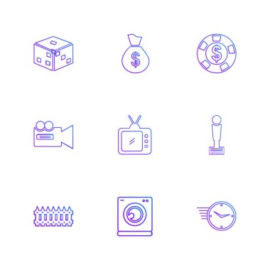 beyaz zemin üzerine minimalist düz vektör app simge kümesi