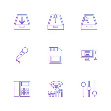 beyaz zemin üzerine minimalist düz vektör app simge kümesi