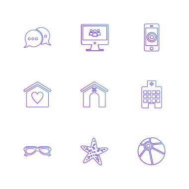 Beyaz arka plan üzerinde farklı minimalist düz vektör app simgeleri