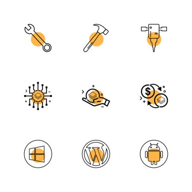 Farklı minimalist düz vektör app simgeleri