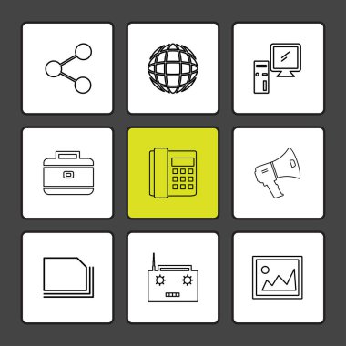 Beyaz arka plan üzerinde farklı minimalist düz vektör app simgeleri