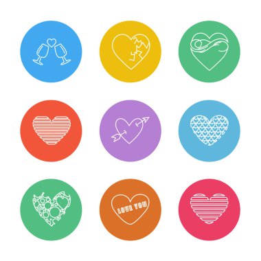 Beyaz arka plan üzerinde farklı minimalist düz vektör app simgeleri