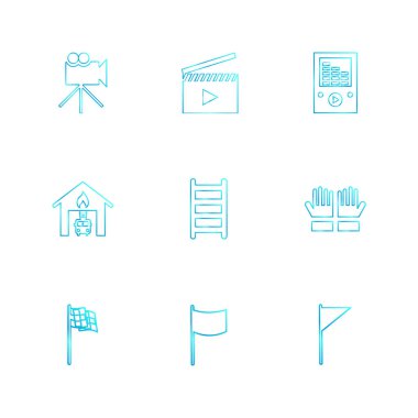 Beyaz arka plan üzerinde renkli minimalist düz vektör app simgeleri