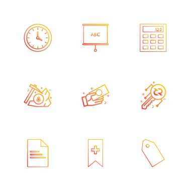 Beyaz arka plan üzerinde renkli minimalist düz vektör app simgeleri