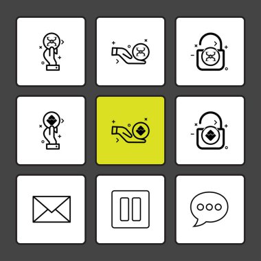 Beyaz arka plan üzerinde farklı minimalist düz vektör app simgeleri