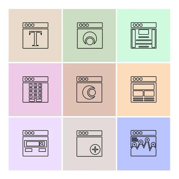 Icônes Application Vectoriel Plat Minimaliste Sur Fond Coloré — Image vectorielle