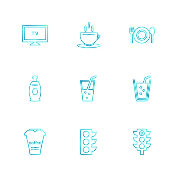 Verschillende Minimalistische Platte Vector App Pictogrammen Witte Achtergrond — Stockvector