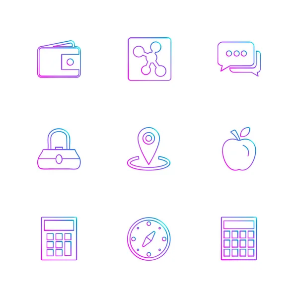 Verschillende Minimalistische Platte Vector App Pictogrammen Witte Achtergrond — Stockvector