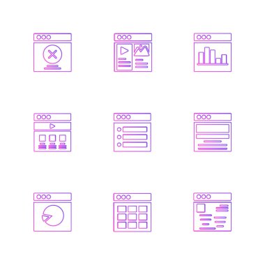 minimalist düz vektör app simge kümesi