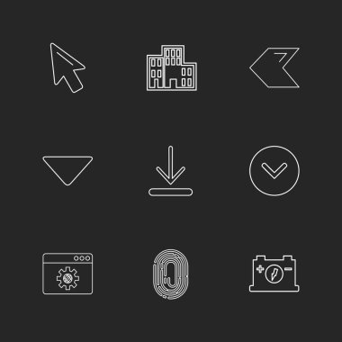farklı minimalist düz vektör app simgeler siyah arka plan üzerine
