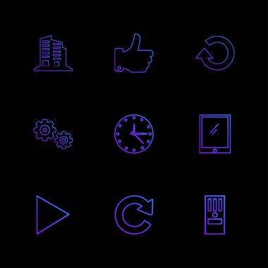 farklı minimalist düz vektör app simgeler siyah arka plan üzerine