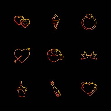 farklı minimalist düz vektör app simgeler siyah arka plan üzerine