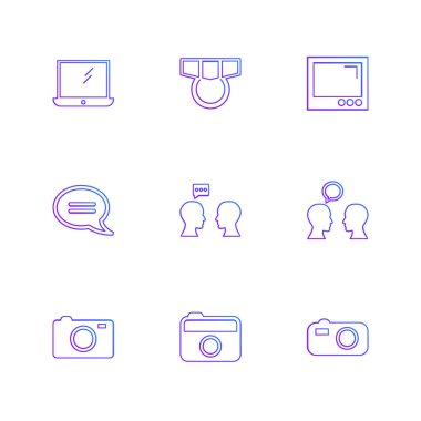 beyaz zemin üzerine minimalist düz vektör app simge kümesi