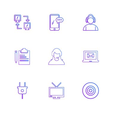 Beyaz arka plan üzerinde farklı minimalist düz vektör app simgeleri