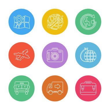 Renkli arka plan üzerinde farklı minimalist düz vektör app simgeleri