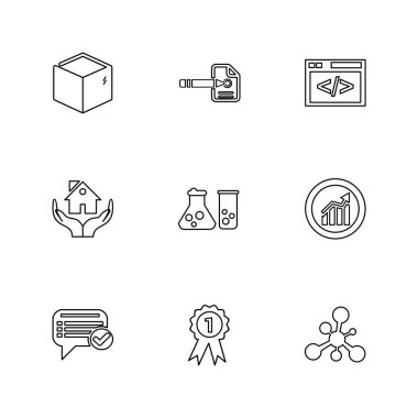 Beyaz arka plan üzerinde farklı minimalist düz vektör app simgeleri