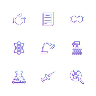 beyaz zemin üzerine minimalist düz vektör app simge kümesi