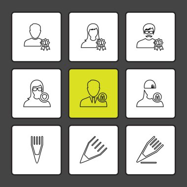 Beyaz arka plan üzerinde farklı minimalist düz vektör app simgeleri