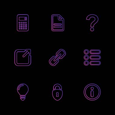 minimalist düz vektör app simgeler siyah arka plan üzerine 