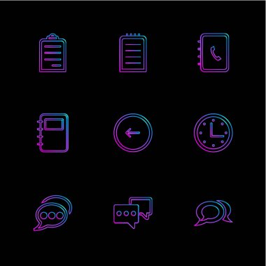 farklı minimalist düz vektör app simgeler siyah arka plan üzerine