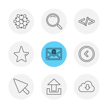 Beyaz arka plan üzerinde renkli minimalist düz vektör app simgeleri