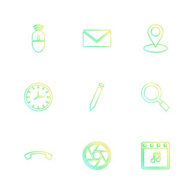 Beyaz arka plan üzerinde farklı minimalist düz vektör app simgeleri