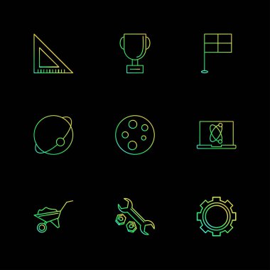 farklı minimalist düz vektör app simgeler siyah arka plan üzerine