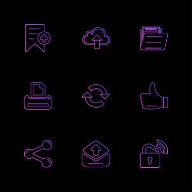 farklı minimalist düz vektör app simgeler siyah arka plan üzerine