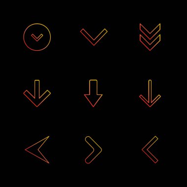 siyah arka plan üzerine minimalist düz vektör app simge kümesi