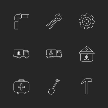 farklı minimalist düz vektör app simgeler siyah arka plan üzerine