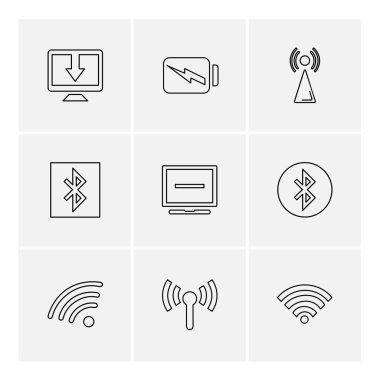 beyaz zemin üzerine minimalist düz vektör app simge kümesi