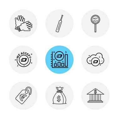 Beyaz arka plan üzerinde farklı minimalist düz vektör app simgeleri