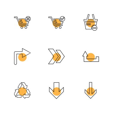 oklar yön işaretçiler yaratıcı simgeler ayarla, düz özel koleksiyon vektör