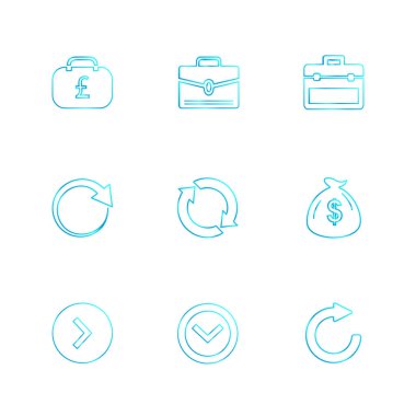 Beyaz arka plan üzerinde farklı minimalist düz vektör app simgeleri