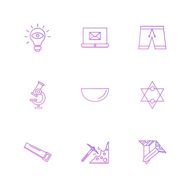 Beyaz arka plan üzerinde farklı minimalist düz vektör app simgeleri