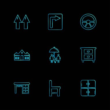 farklı minimalist düz vektör app simgeler siyah arka plan üzerine