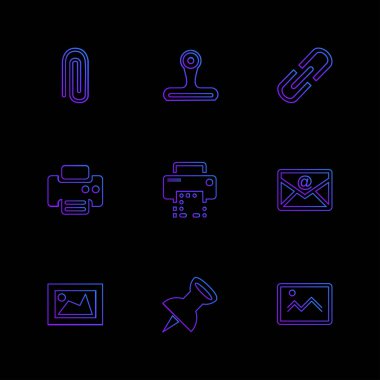 farklı minimalist düz vektör app simgeler siyah arka plan üzerine