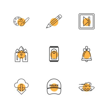 Beyaz arka plan üzerinde farklı minimalist düz vektör app simgeleri