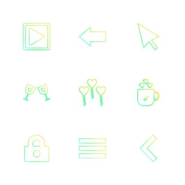 Beyaz arka plan üzerinde farklı minimalist düz vektör app simgeleri