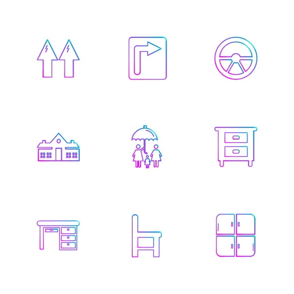 Diferentes Iconos Aplicación Vector Plano Minimalista — Vector de stock