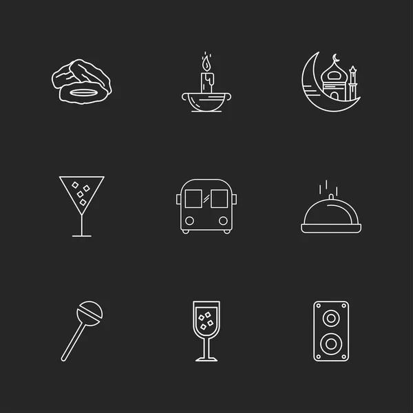 Diferentes Iconos Aplicación Vector Plano Minimalista Sobre Fondo Negro — Vector de stock