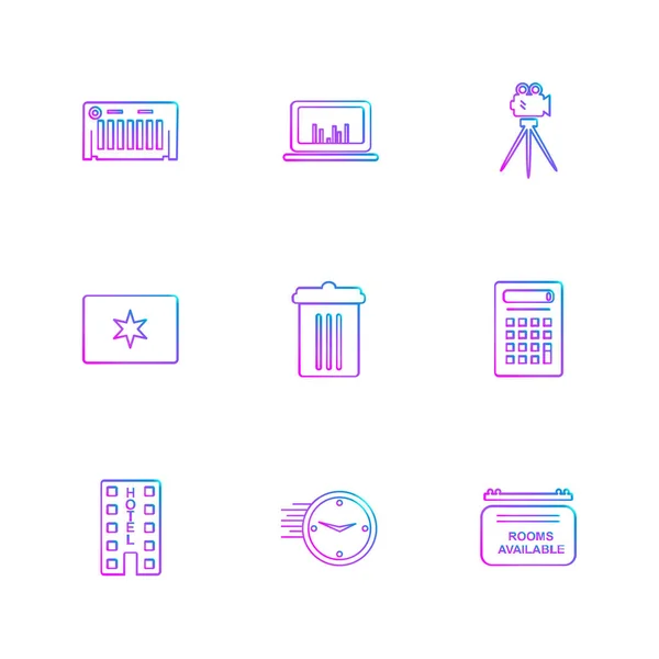 Diferentes Iconos Aplicación Vector Plano Minimalista Sobre Fondo Blanco — Vector de stock